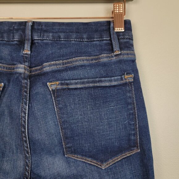 Frame Le Crop Mini Boot Ankle Flare High Rise Dark Wash Frayed Cutoff Jeans 28 - Picture 10 of 16